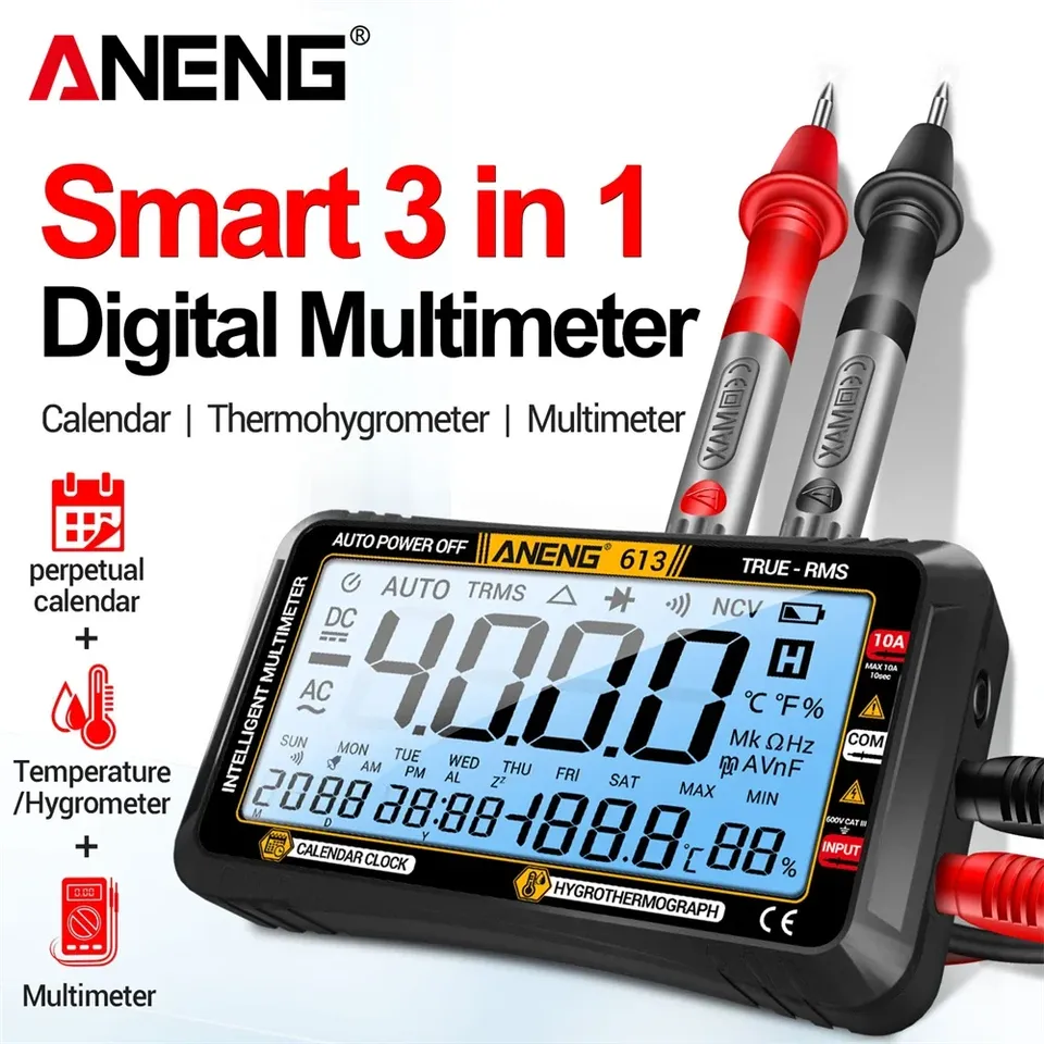 ANENG 613 Smart Multimeters DC/AC Voltage Capacitor Tester 4000 Counts 10A Current 600V Voltmeter Test Alarm Clock Set Tools