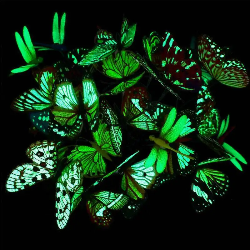 

50x Luminous Butterflies Garden Patio On Sticks Stakes Ornaments Home Decor UK