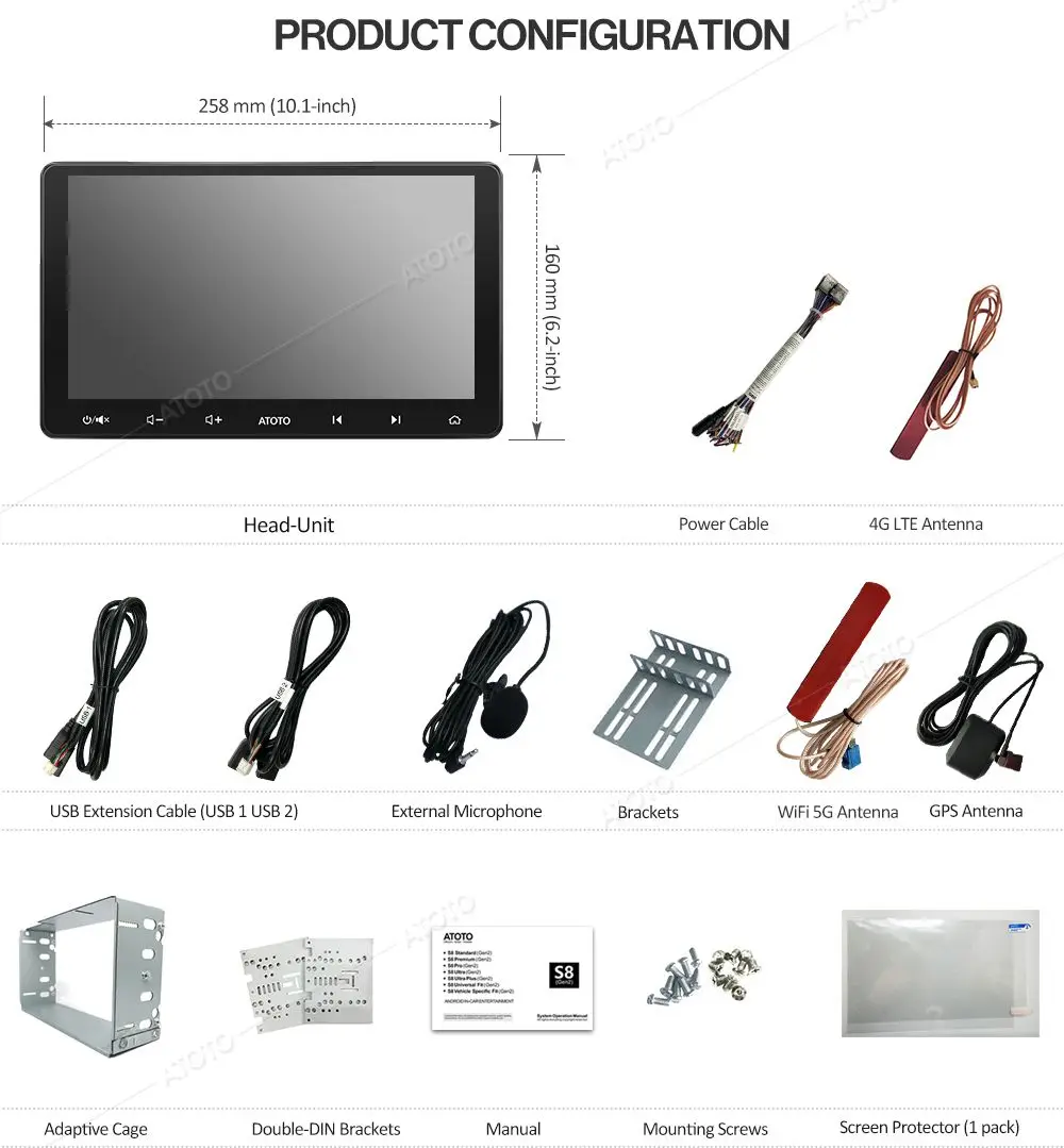 Iah10d 10 1インチqledディスプレイ Atoto Plus S8 ワイヤレスcarplay ステレオレシーバー Ultra S8g2119up Aカーオーディオ A