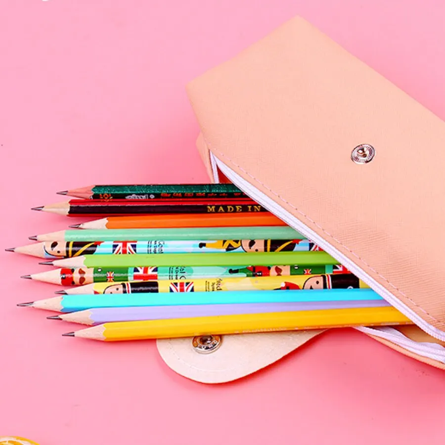 2Pcs Stationery Box Cute Creative Cartoon Large Capacity Pencil Bag Pencil Box Leather PU Case Students and Children