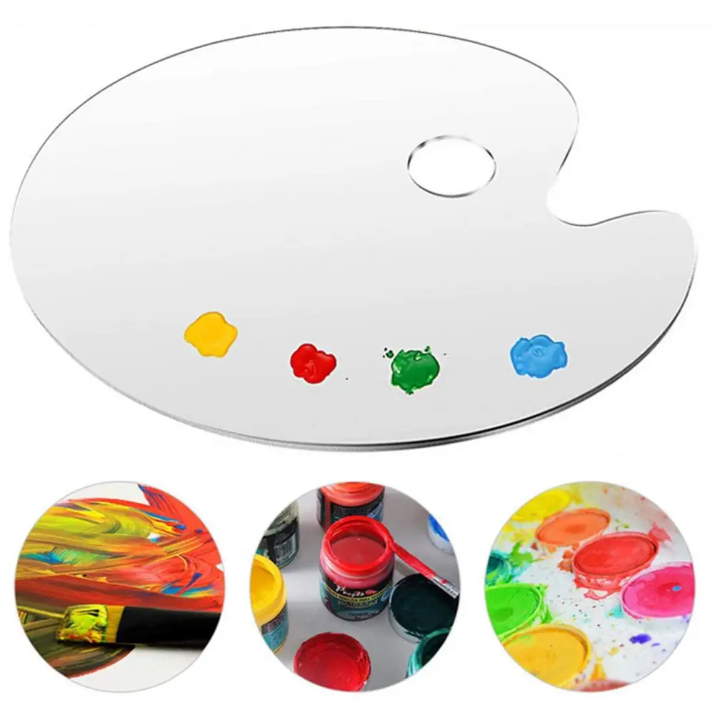 Painting Palette Transparent Non-stick Clear Acrylic Oil Paint Pigment Mixing Tray With Thumb Hole Studio Accessories
