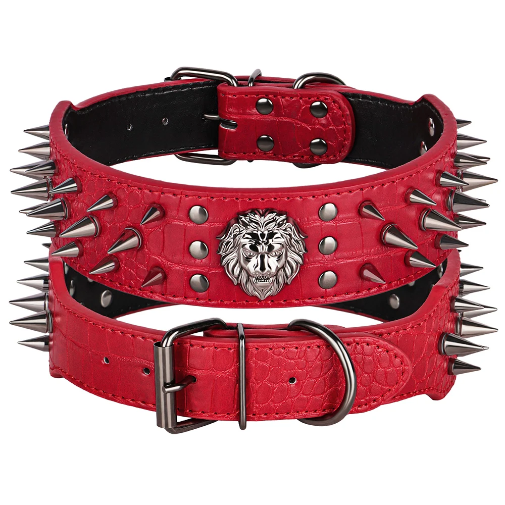 Haoyueer Nieten Hundehalsband Aus Echtleder – Stylisch & Verstellbar Für Große Hunde Wie Bulldogge & Mastiff