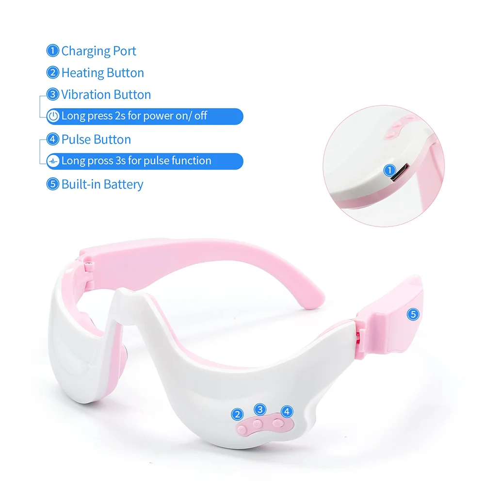 EMS Eyes Massager Micro-Current Vibration Pulse Eye Relax Heating Therapy Relieve Fatigue Fades Dark Circle Anti Wrinkle