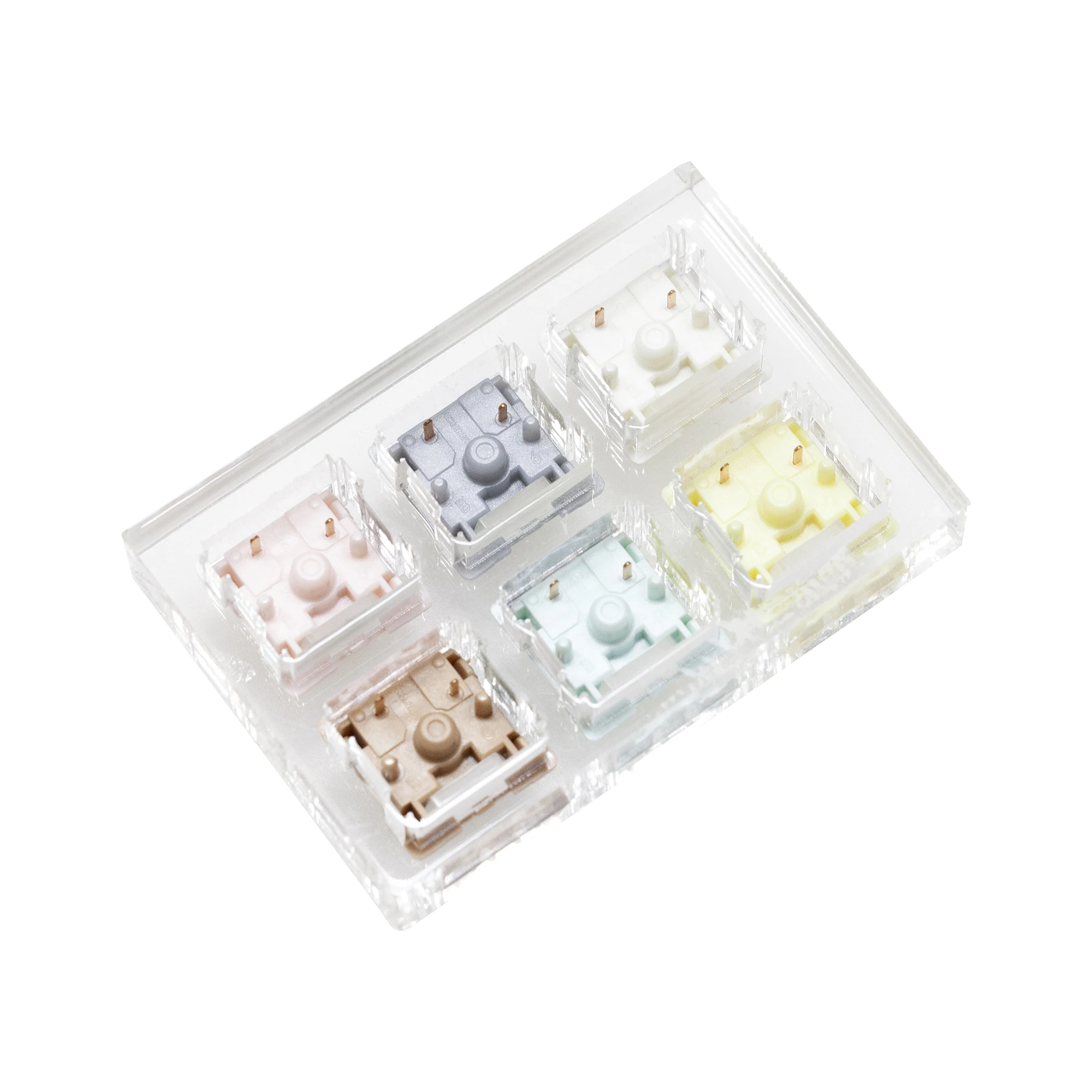 Gateron Smoothie Switch Tester Set with Blank Keycaps and Acrylic Base - Chocolate Mint Banana Silver Color Palette