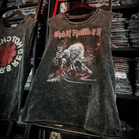 Hommes Vintage groupe de Rock américain imprimé gilet lavé sport t-shirt sans manches t-shirt hip-hop vêtements de sport débardeurs été 2025 4