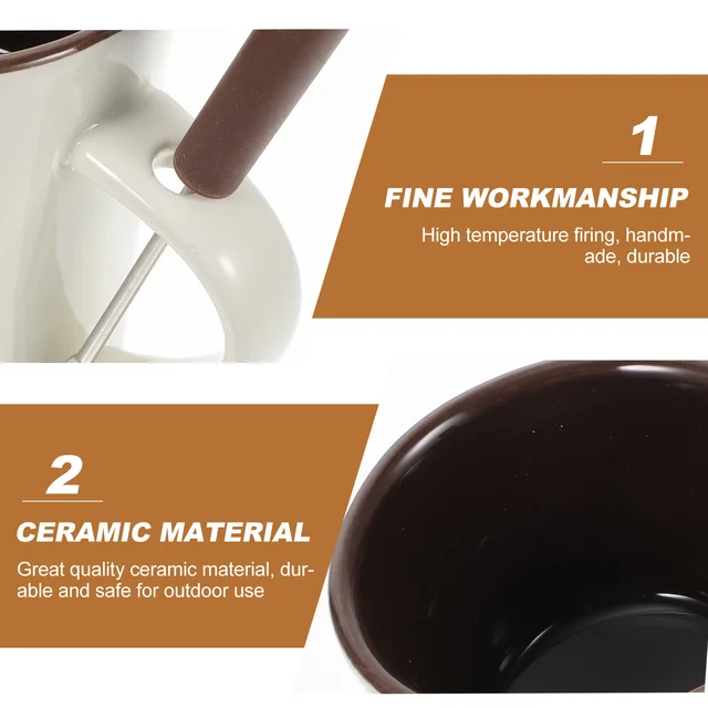 Csokoládé Fondue Edények Szép Desszert Tál Konyhai Kiegészítő Sajt Melegebb Vaj Kerámia Olvadó Kompakt Szett - Image 2