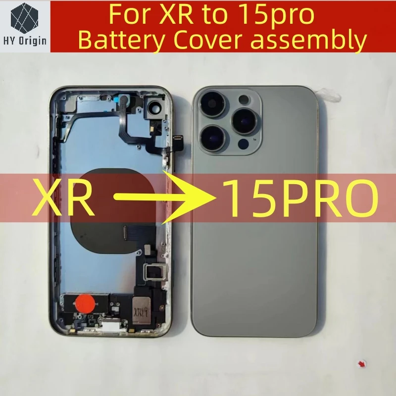 

DIY housing For XR Like 15 Pro Housing XR Up To 15 Pro Housing Back DIY Back Cover Housing Battery Middle Frame Replacement