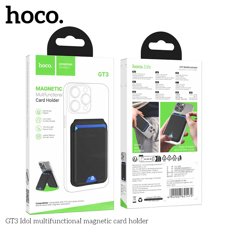 HOCO GT3 Magnetic Leather Wallet for iPhone (MagSafe)