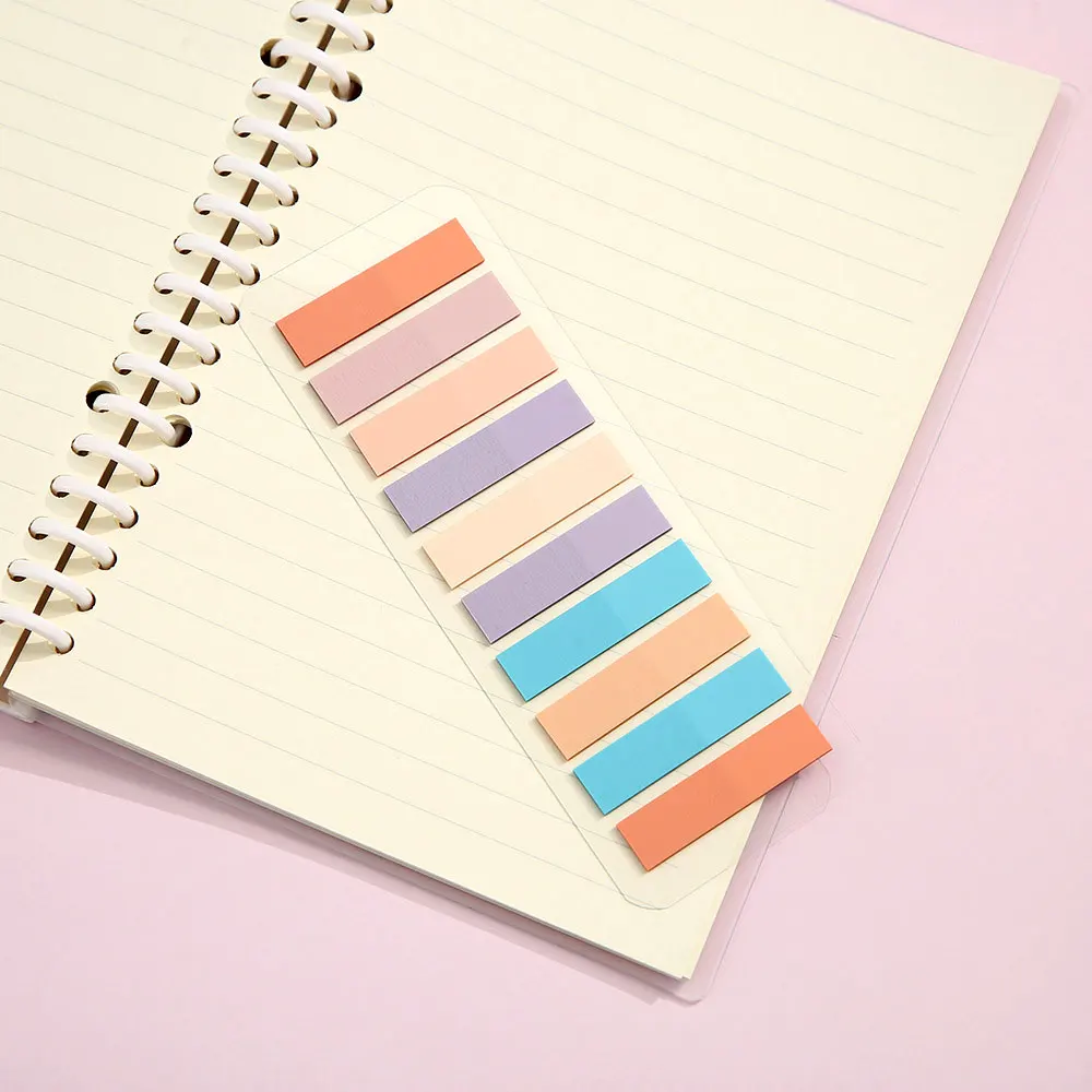 Vibrant Transparent Colorful Index Sticker Memo Pad - 200 Sheets Self-Adhesive Sticky Notes