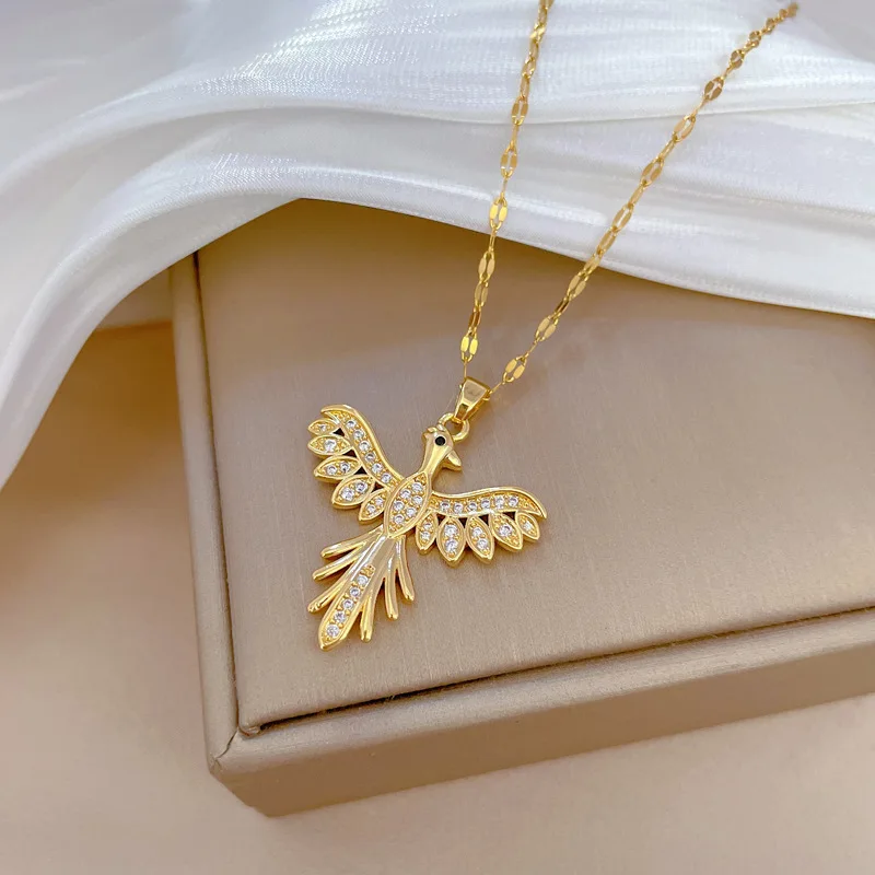 Trendy Phoenix Necklace Close-up Detail