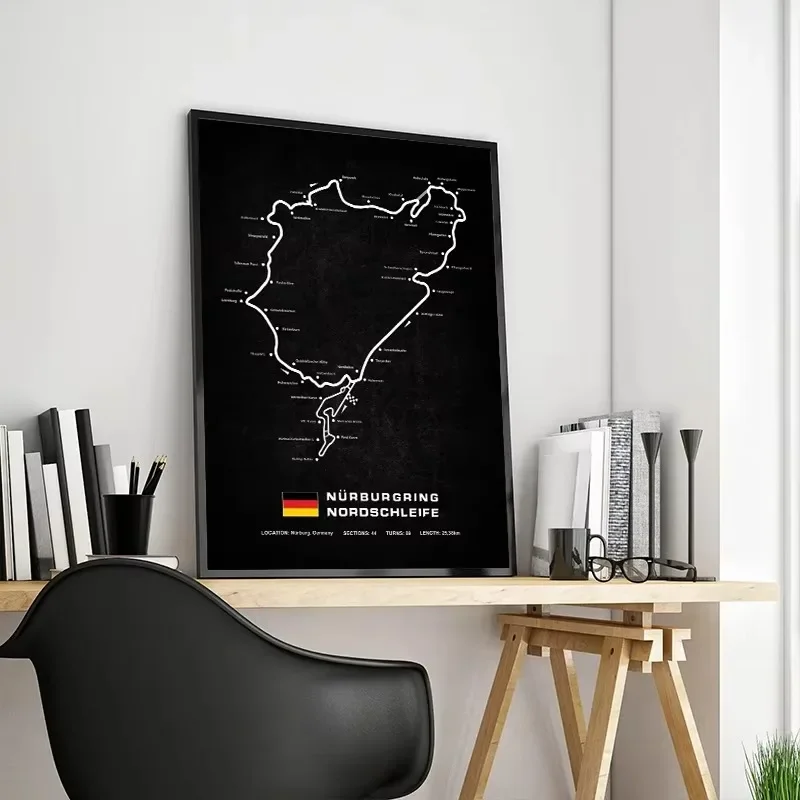 Modern World Racing Circuits Poster Prints Nurburgring Sarthe Nordschleife Canvas Painting Wall Art Picture Room Garage Decor