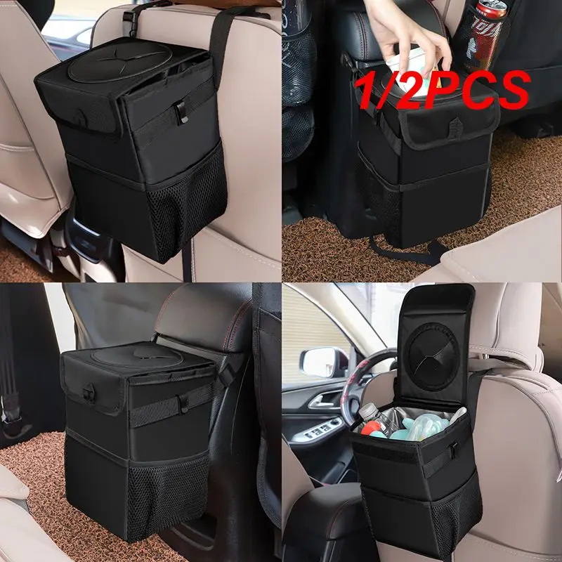 

1/2 шт., автомобильный мусорный бак с крышкой и 3 карманами