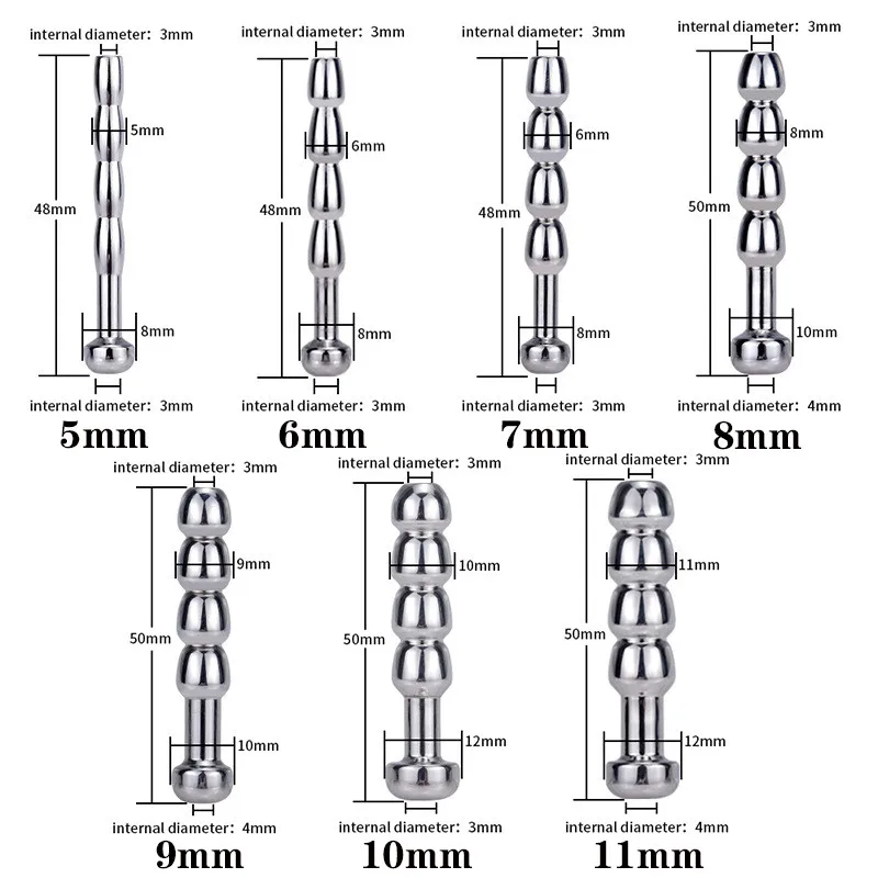 Urethral Dilatation Matel Catheters Beads 5/6/7/8/9/10/11mm For Male Sex Toy Penis Stimulation Horse Eye Stick Urethral Sounds