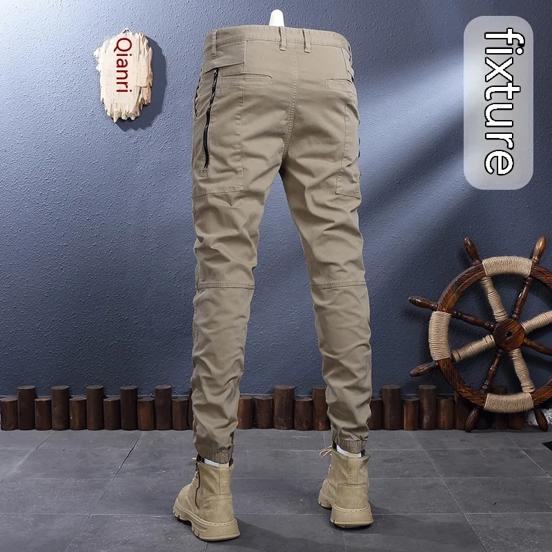Overalls Men's Classic Simple Outdoor Mountaineering Men's Adventure Slim-Fitting Ankle-Tied All-Matching Casual Pants