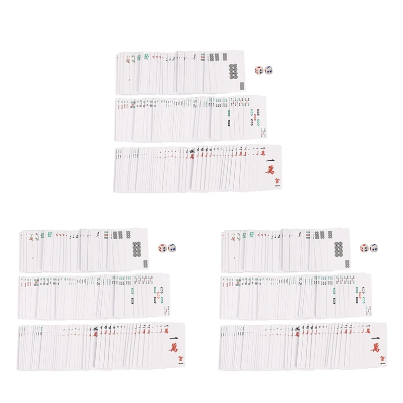 

432 шт. мАч игра в Китайские игральные карты джонга из бумаги с 2 кубиками портативный комплект развлекательных игральных карт для путешествий
