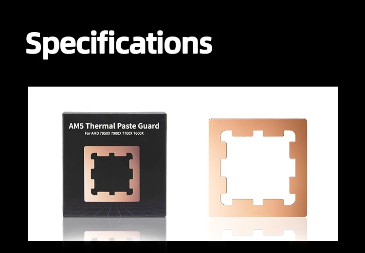 AM5 Thermal Paste Guard Chips Heat Dissipation Armor Cover Copper AMD For 7950X