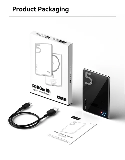 KUULAA-Chargeur De Téléphone Sans Fil Magsafe Power Bank, 5000mAh, 20W, Batterie Externe, Charge