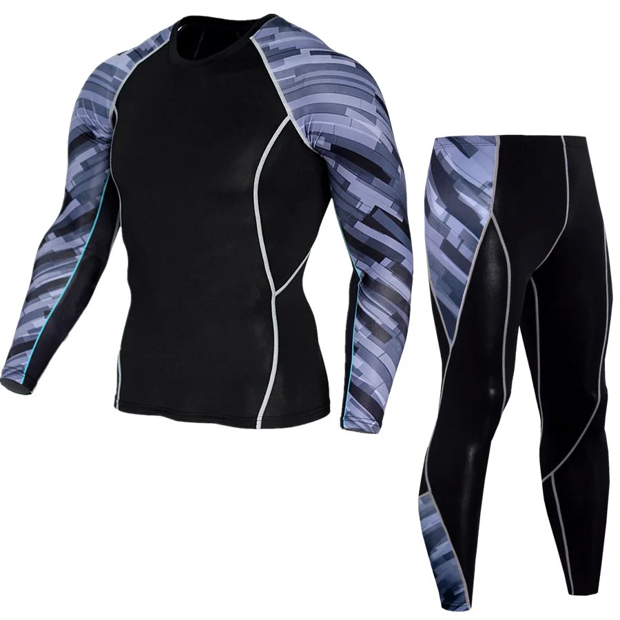 Bjj Rash Guard Workout Set Compression Shirt Pants Top Long Sleeve Sports Tight Base Layer Quick Dry & Moisture-Wicking