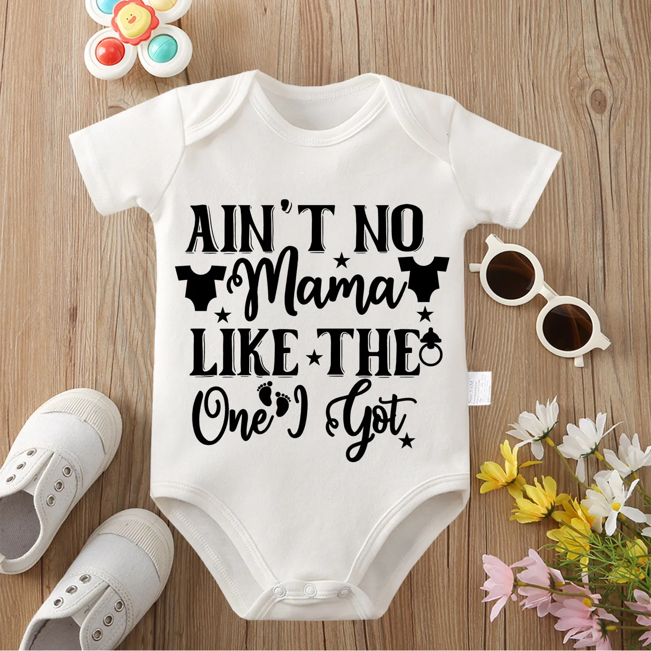 Ain't No Mom Like The Onel You Print Cloths 100% Cotton Comfortable Onesie Bodysuit for Baby Jumpsuit for 0 To 12 Months Newborn