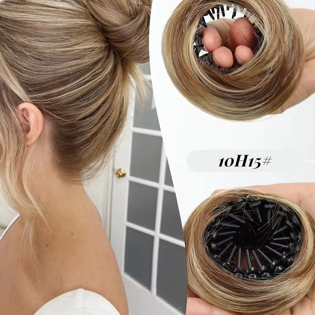 Fermaglio per capelli sintetico a forma di mini cioccolletta per chignon disordinato, donut, capelli ricci, a nido d'uccello, retrattile, per donne e ragazze - immagine 6