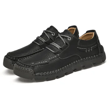 Men's Genuine Leather Shoes Breathable Soft Sole Casual New Outdoor Oversized Sports  Hiking and Driving  for Man 1