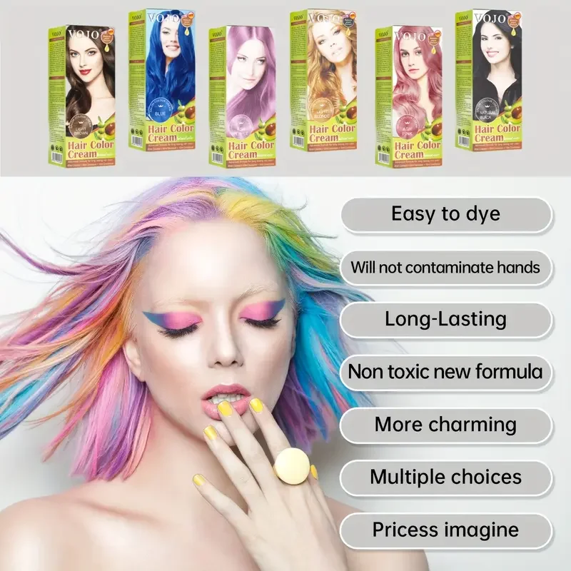 Plant-Based Hair Color Cream - Gentle Formula with 9 Vibrant Shades for Stylish and Festive Looks