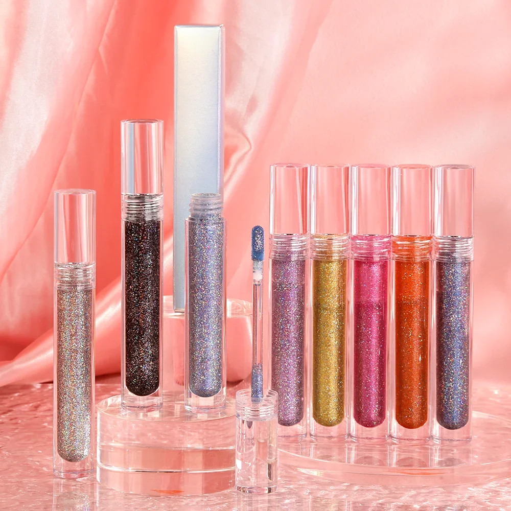 

Private Label Lipgloss Custom Bulk 8-color Diamond Pearlescent Magic Lip Glaze Liquid Bright Polarized Chameleon Laser Makeup