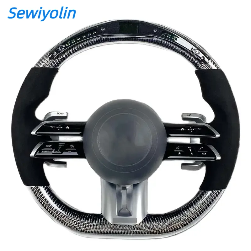 

Carbon Fiber Steering Wheel For Benz Mercedes AMG A B C E GLS GLA S C63 W205 W204 W213 2012-2021 PRM Sport Steering Wheel