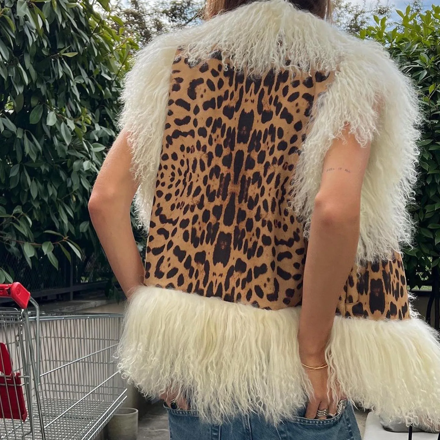 

Retro Leopard Print Fur Stitching Sleeveless Jacket Female 2022 Autumn and Winter Big Fur Collar Personality Vest Tide