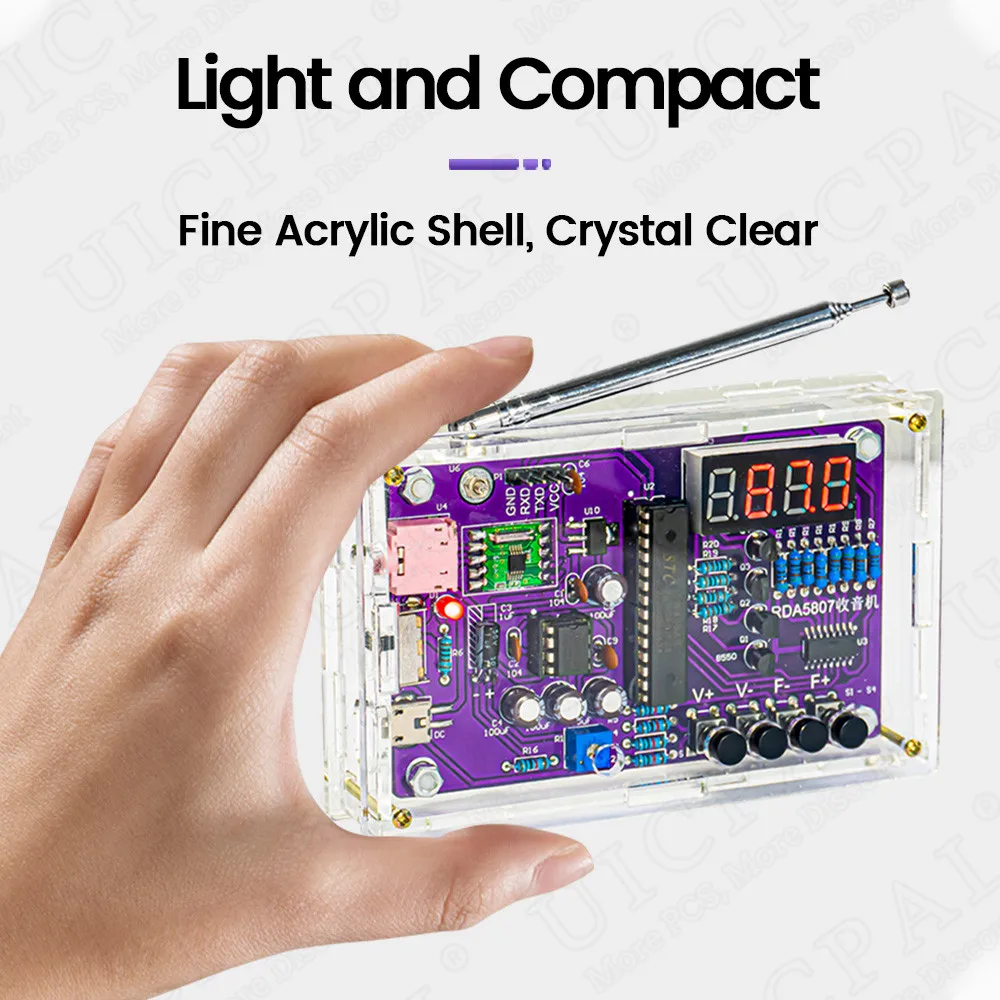DIY Radio Kit Radio Electronics Solder Kit with LCD Display, FM 87-108 MHz with LED Indicator Light, Portable Digital Radio Kit for Receivers for Learning and Teaching