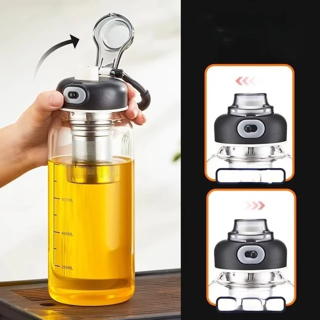 800/2500ml Large Glass Water Bottle with Lock Lid and Direct Drink Spout Reusable Sports Water Bottle for Gym Home Outdoor 2