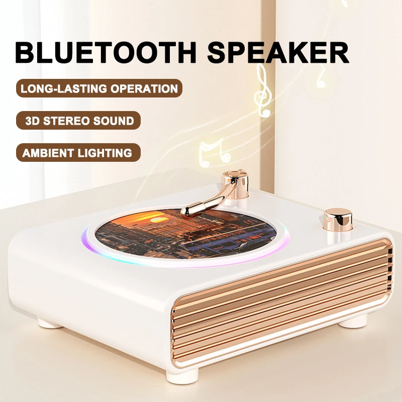 

Retro Bluetooth Speaker 3D Mini Portable Desktop Wall Mounted Decoration Audio Outdoor Record Stereo Sound Box for Girls Gift