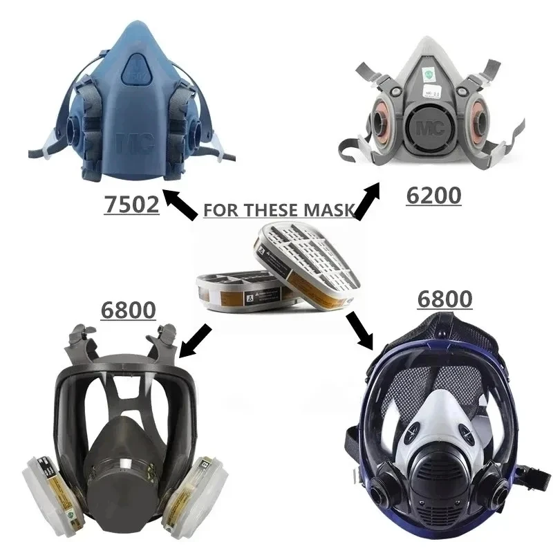 Dust Mask 6001/6002/6004 Cartridge Box 5N11 Cotton Filters Set for 6200/7502/6800 Chemical Painting Spraying Respirator