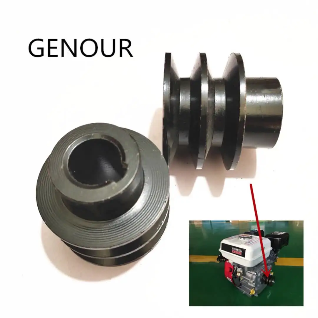 Heavy Duty Double V Belt Pulley For Honda For 168F 170F GX110 For GX120 For GX200 7HP Engine,20mm Bore (Flat Head