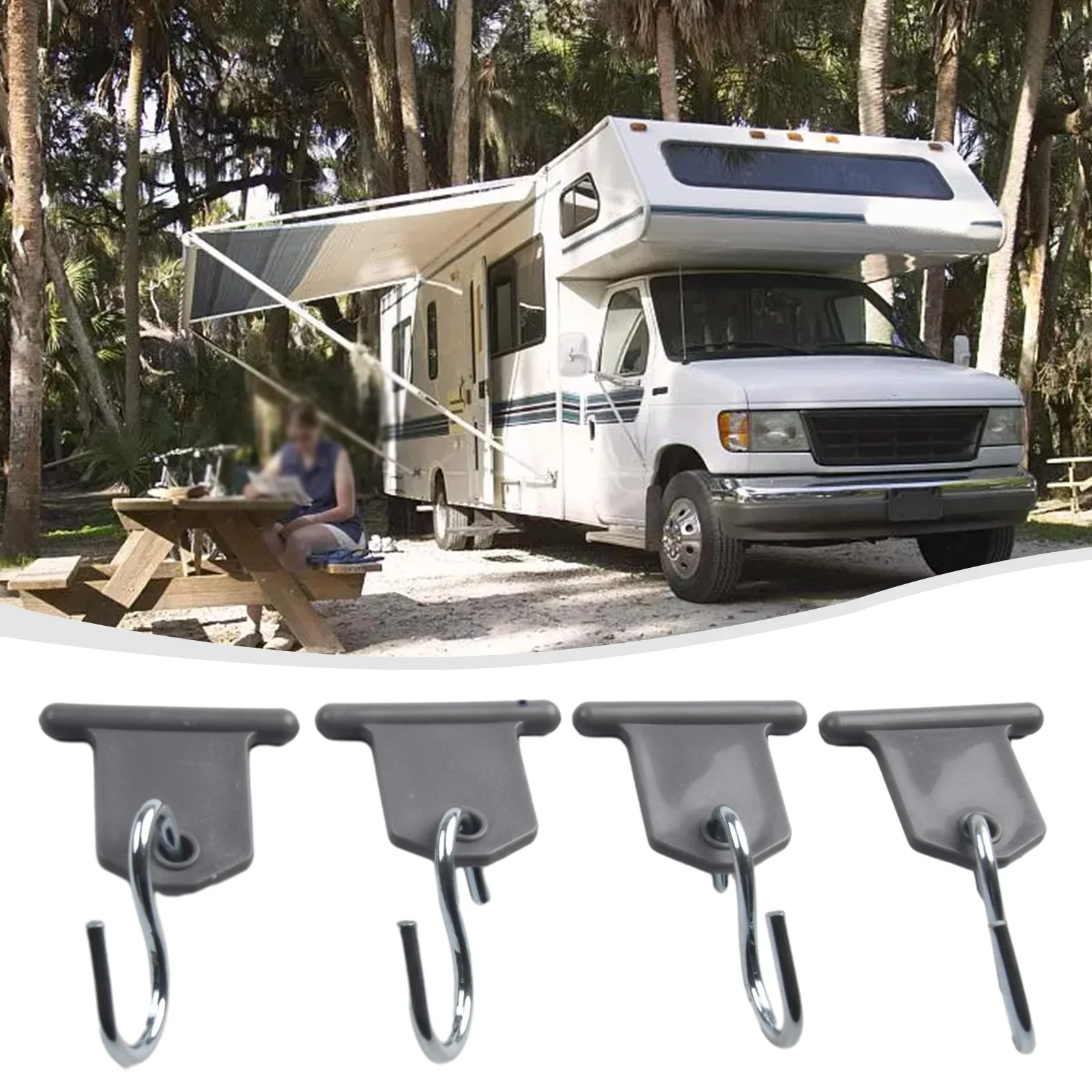 Hook Hook Rack Hooks Clips 4 Cm In Length 4 X 3.7 Cm 8PCS Camper Camping Awning For Caravan Plastic RV Tent Steel 2 4 6 8pcs stainless steel awning rail stoppers 6mm stops motorhome campervan caravan camper parts awning rail stopper