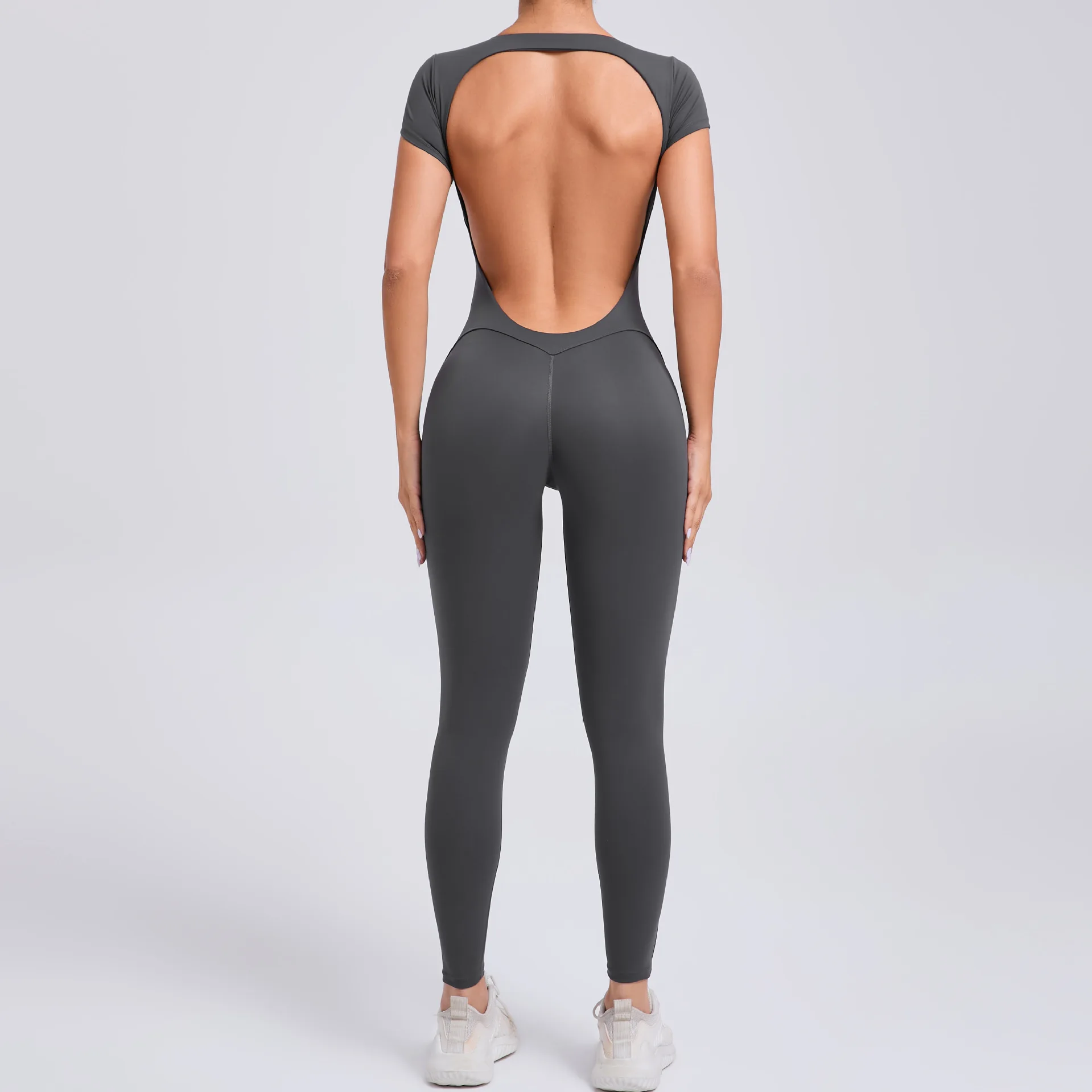 Yoga Set Sexy Backless One-piece Suit Female Rompers Quick Dry Yoga Clothing Workout Bodysuits Flared Sports Jumpsuit Women 3