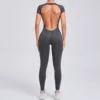 Yoga Set Sexy Backless One-piece Suit Female Rompers Quick Dry Yoga Clothing Workout Bodysuits Flared Sports Jumpsuit Women 3