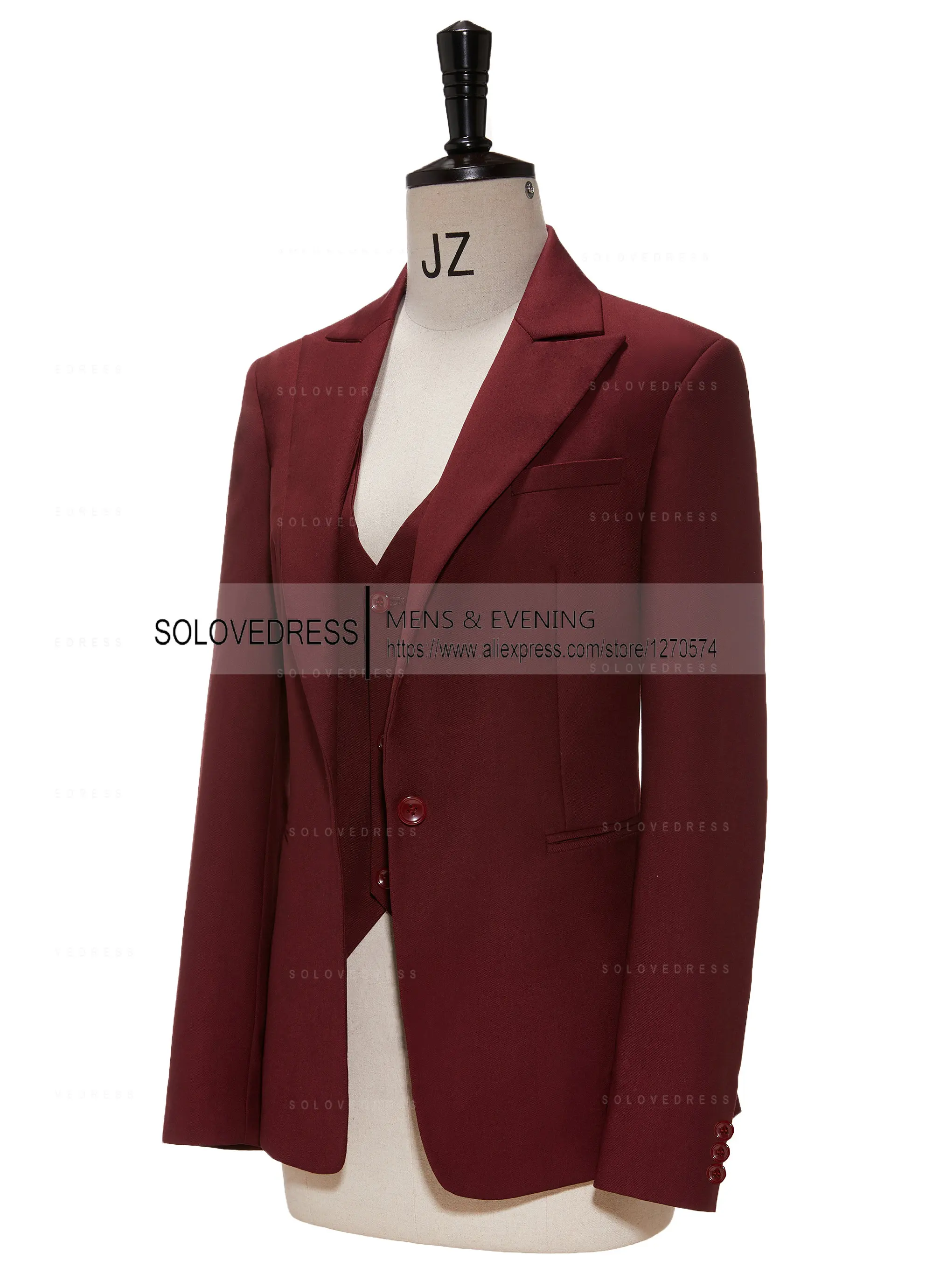 Mal uso amanecer luces Blazer Burdeos para mujer, traje ajustado con solapa de muesca, 3 piezas,  estilo de trabajo, 2023 _ - AliExpress Mobile