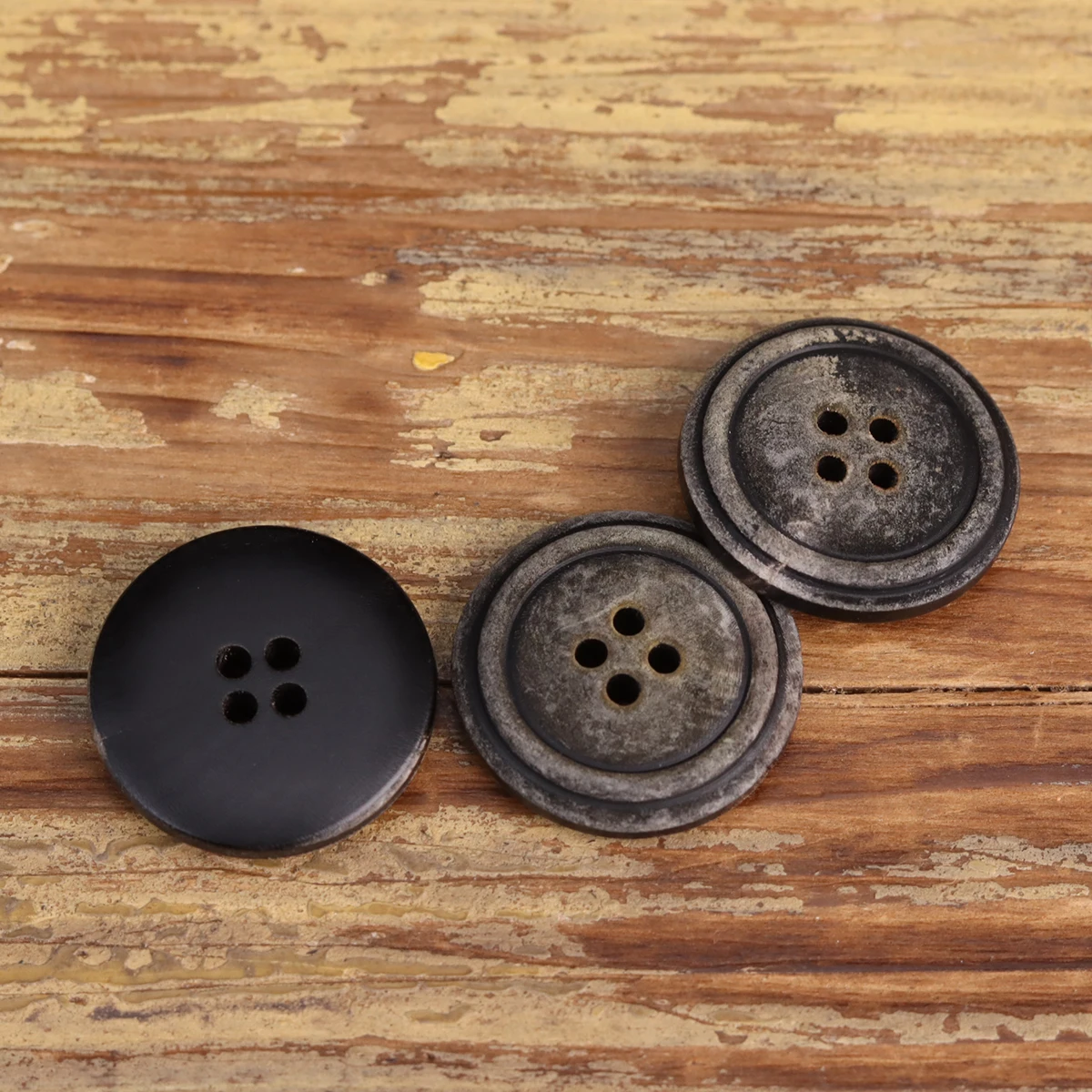 6pcs Grey Genuine Honr Buttons Scorched Black Vintage Old Designer Dull Polished Button Natural Coat Winter Sewing 2