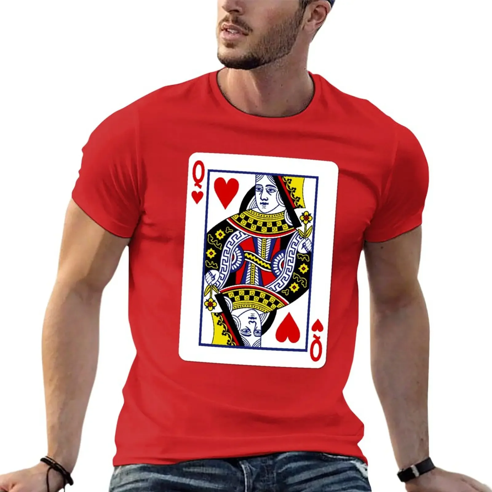 

Queen of Hearts playing cards T-Shirt kawaii clothes graphics tshirts for men