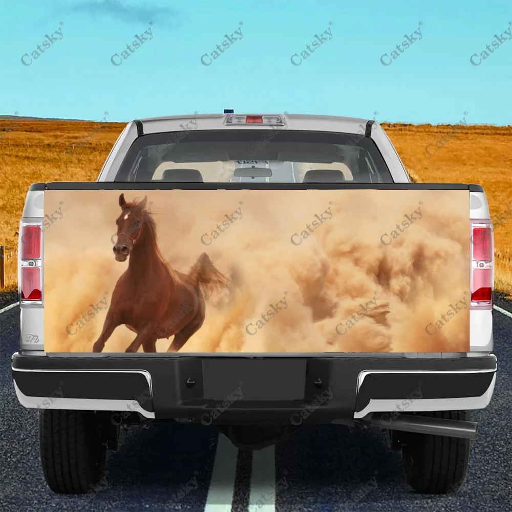 Custom Desert Galloping Horse Car Tail Trunk Protect Vinly Wrap Sticker Decalcomania Car Hood Decor Sticker Per Suv Off-Road Pickup