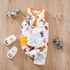 Summer Newborn Boys And Girls Cute Cartoon Animal Print Comfortable Casual Sleeveless Baby Bodysuit 1