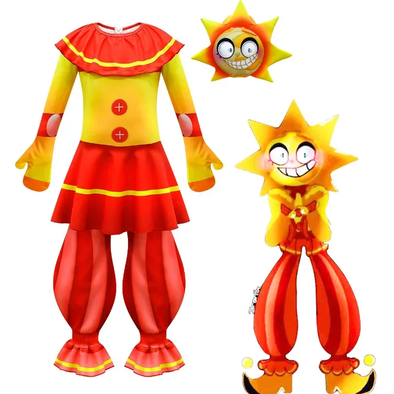 Fnaf Sundrop Moondrop Costume Kids Sundrop Moondrop Costume Sun Moon Clown Cosplay Outfit Halloween Costume Childs Tute
