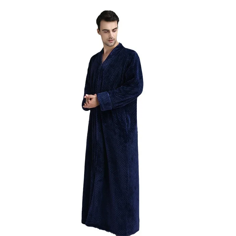 Autumn Winter Coral Velvet Nightgown Men Loose Oversized Extended Warm Pholstered Thickened Pregnant Woman Nightdress Housecoat
