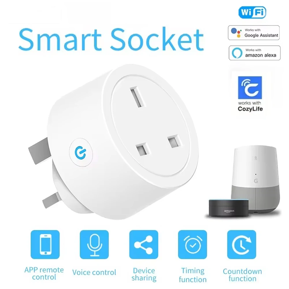 สมาร์ท US Plug WiFi Outlet สวิทช์ซ็อกเก็ต 10A APP/ควบคุมเสียงกลุ่ม 100-240V จับเวลา Alexa Google Assistant cozyLife สําหรับ Home Auto 1