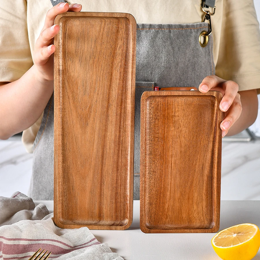 Modern minimalist wooden tray for dessert sushi drink kitchen restaurant coffee dessert shop serving tray jewelry storage plate