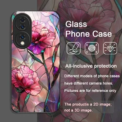 Elegant Floral Marble Textured Tempered Glass Phone Case for Huawei nova 9 (PT - P1033T1)