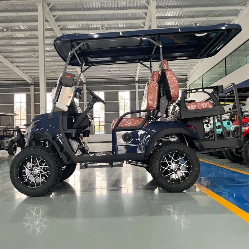 판매중 새롭고 고급스러운 4000W/7000W 공장가 4인승 전기 골프 카트 갈색 시트 헤드레스트 포함 범퍼 오프로드 타이어