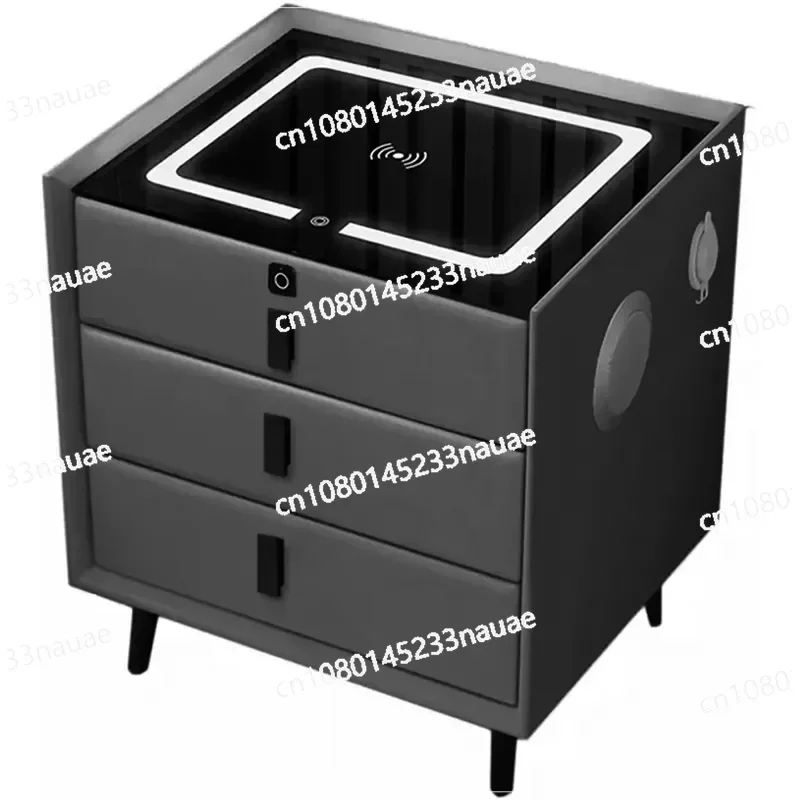 

able Bedroom Storage Cabinet Modern Wireless LED USB Charging White Multifunctional Nightstand Furniture HY50BT