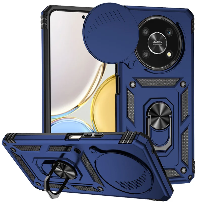 Shockproof Armor Ring Phone Case with Lens Protection for Honor Magic4 Lite 5G and X9